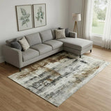 10' X 14' Taupe Charcoal And Brown Abstract Washable Area Rug With UV Protection - Homeroots - Flyclothing LLC