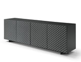 94" Dark Gray Wood Carved Geometric Sideboard With Four Doors - Homeroots - Flyclothing LLC