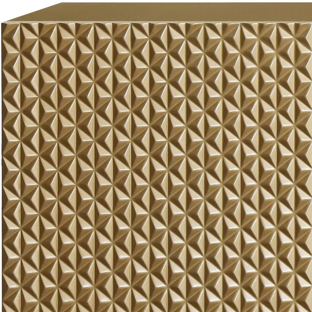 94" Gold Wood Carved Geometric Sideboard With Four Doors - Homeroots - Flyclothing LLC