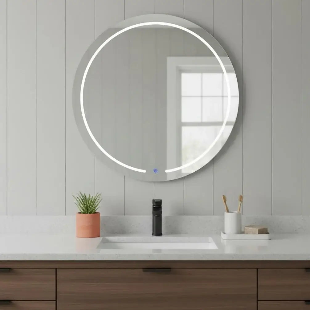 39" Clear Round Lighted Frameless Bathroom Vanity Mirror - Homeroots - Flyclothing LLC