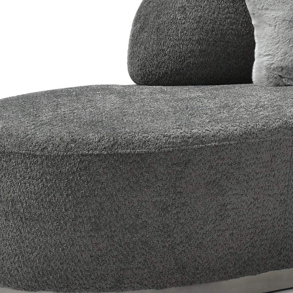 150" Dark Gray Boucle Curved Sofa With Toss Pillows - Homeroots - Flyclothing LLC