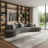 150" Dark Gray Boucle Curved Sofa With Toss Pillows - Homeroots - Flyclothing LLC