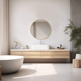 20" Gold Metal Round Framed Bathroom Vanity Mirror - HomeRoots - Flyclothing LLC