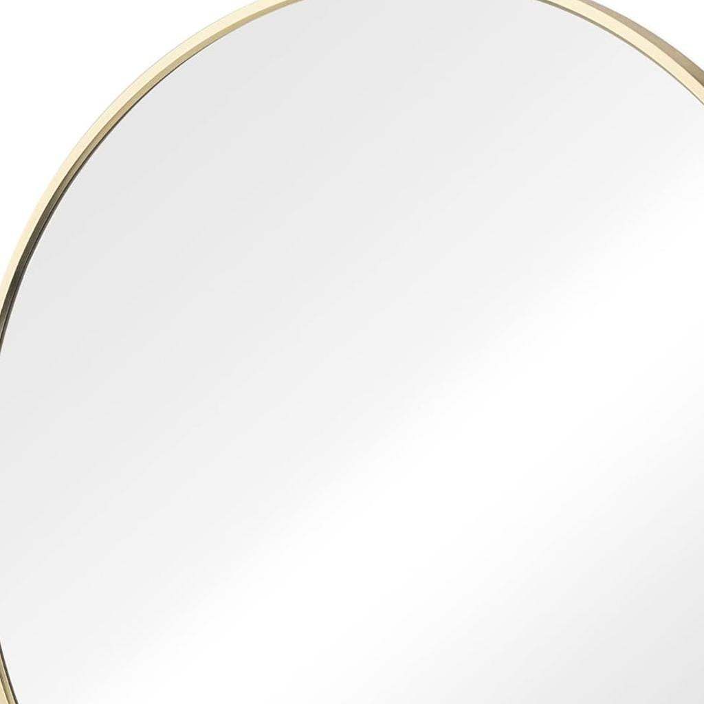 20" Gold Metal Round Framed Bathroom Vanity Mirror - HomeRoots - Flyclothing LLC