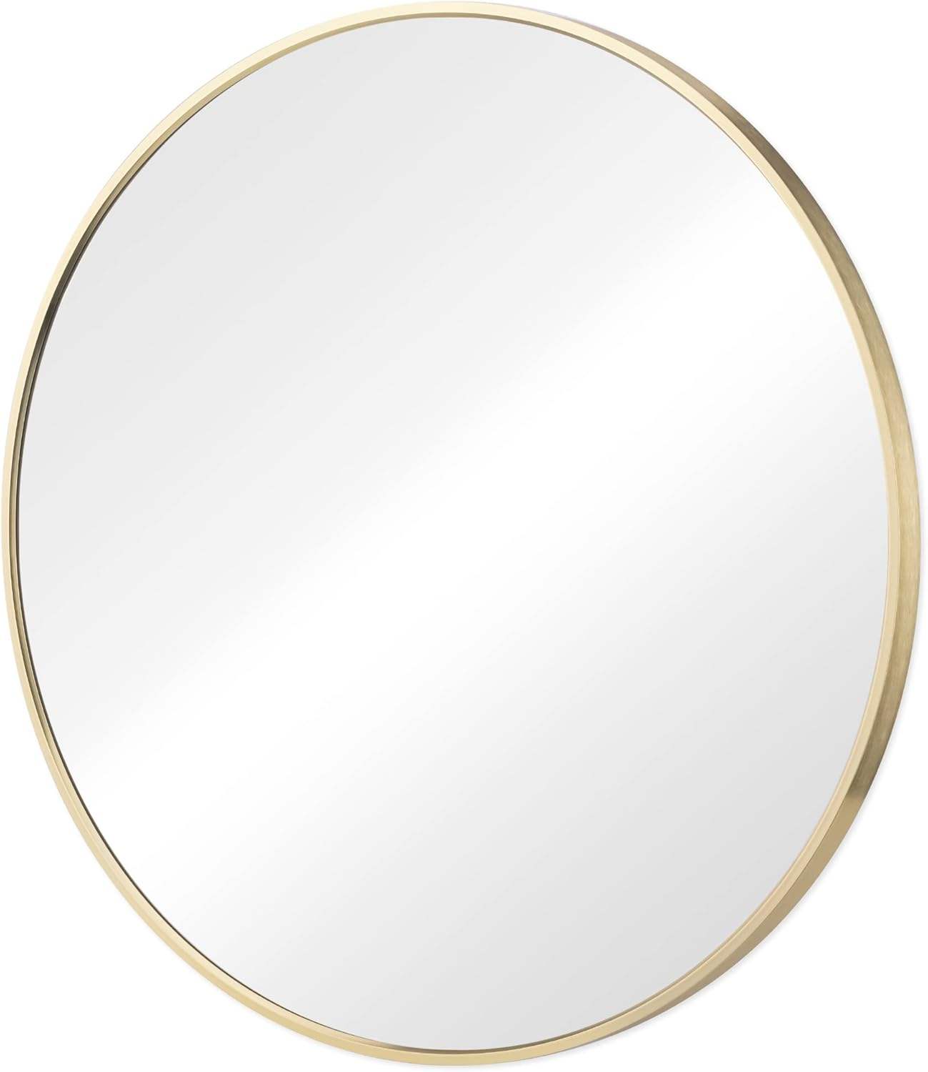 20" Gold Metal Round Framed Bathroom Vanity Mirror - HomeRoots - Flyclothing LLC
