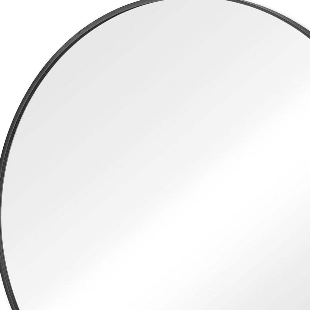 24" Black Metal Round Framed Bathroom Vanity Mirror - HomeRoots - Flyclothing LLC