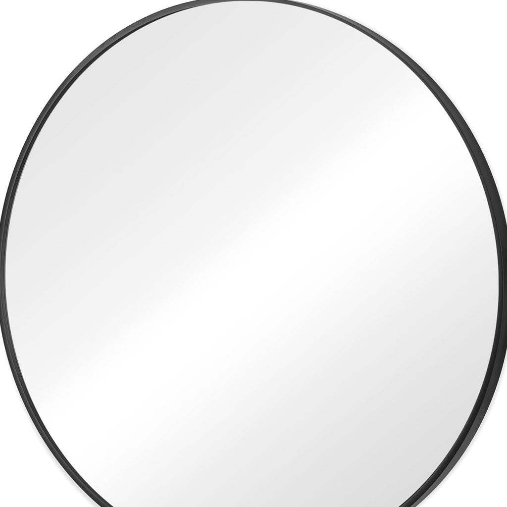 24" Black Metal Round Framed Bathroom Vanity Mirror - HomeRoots - Flyclothing LLC