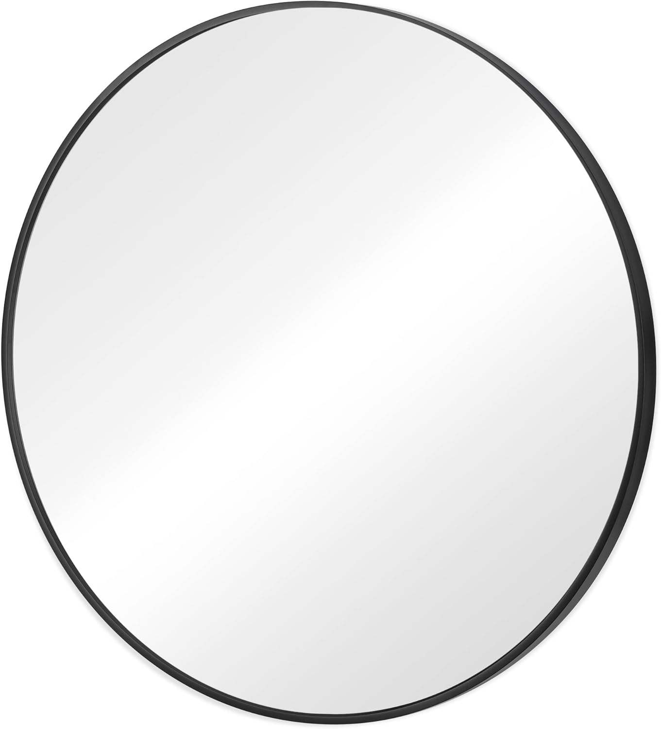 24" Black Metal Round Framed Bathroom Vanity Mirror - HomeRoots - Flyclothing LLC