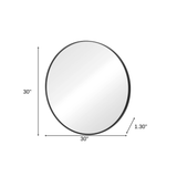 30" Black Metal Round Framed Bathroom Vanity Mirror - HomeRoots - Flyclothing LLC