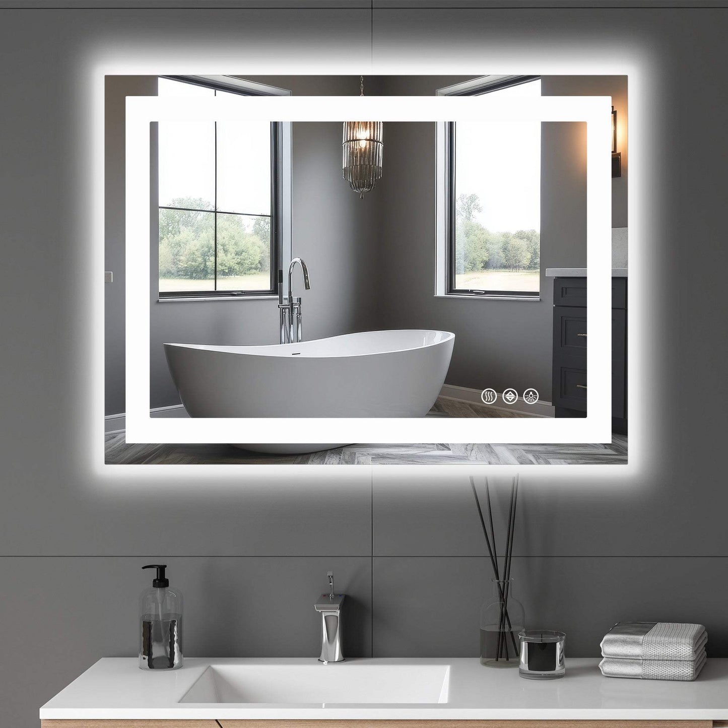 28" Lighted Frameless Bathroom Vanity Mirror - HomeRoots - Flyclothing LLC