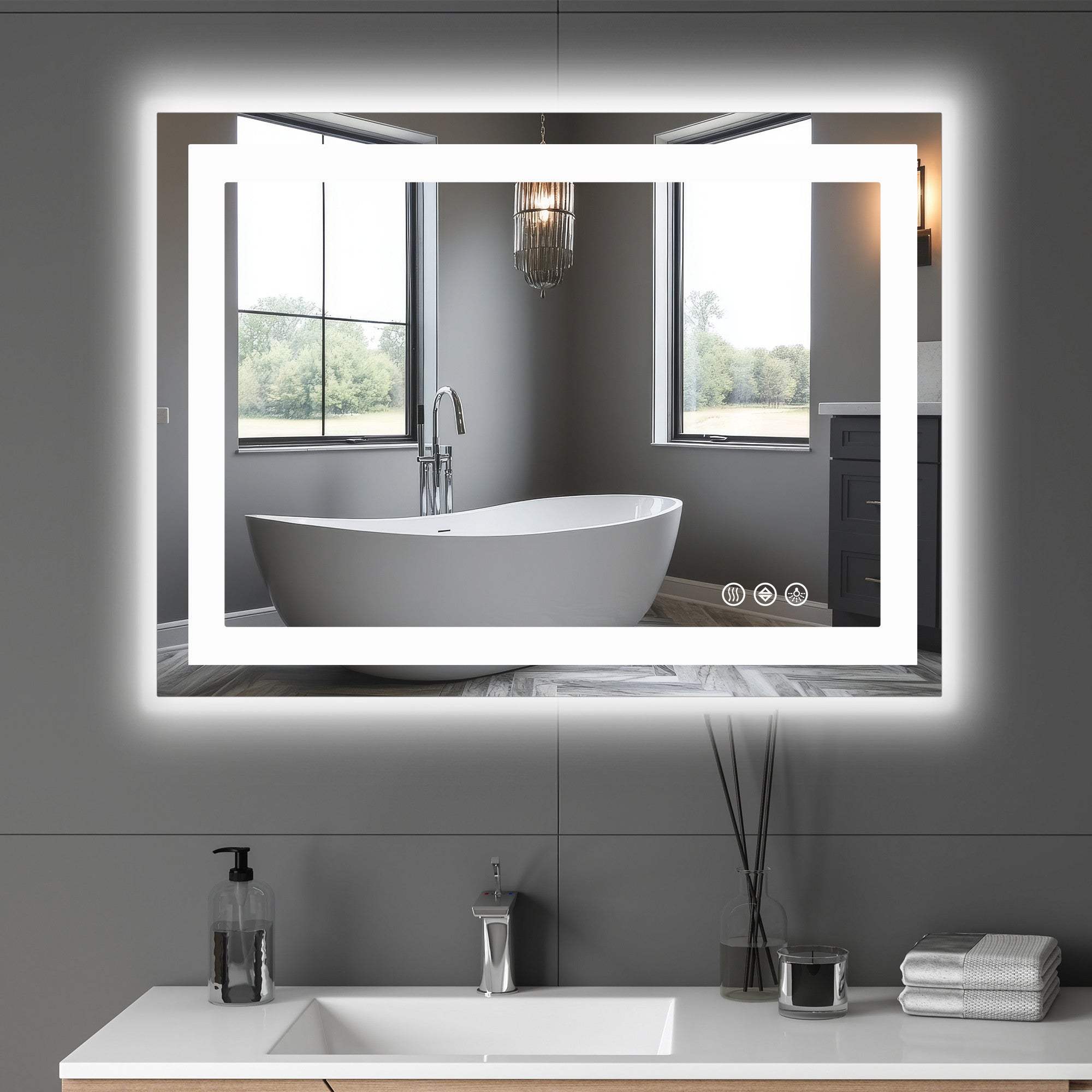 28" Lighted Frameless Bathroom Vanity Mirror - HomeRoots - Flyclothing LLC