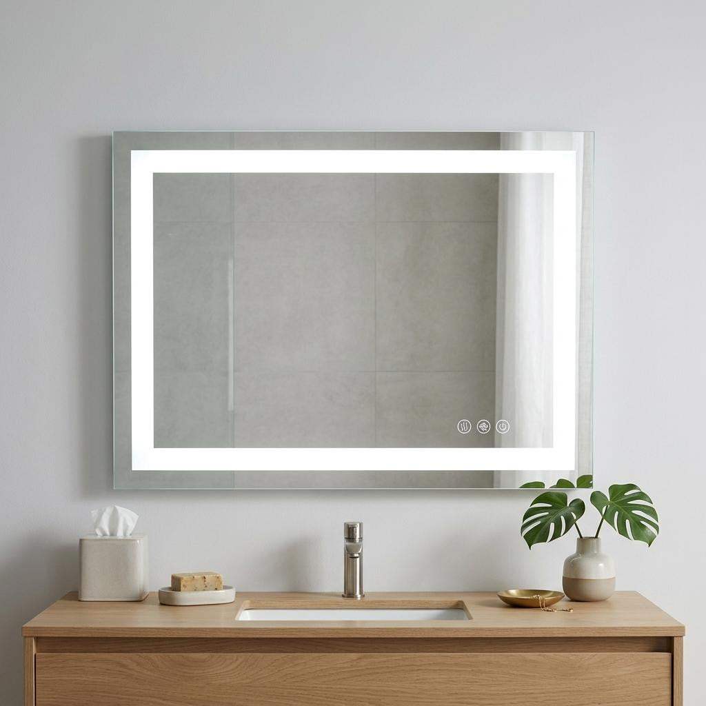 28" Lighted Frameless Bathroom Vanity Mirror - HomeRoots - Flyclothing LLC