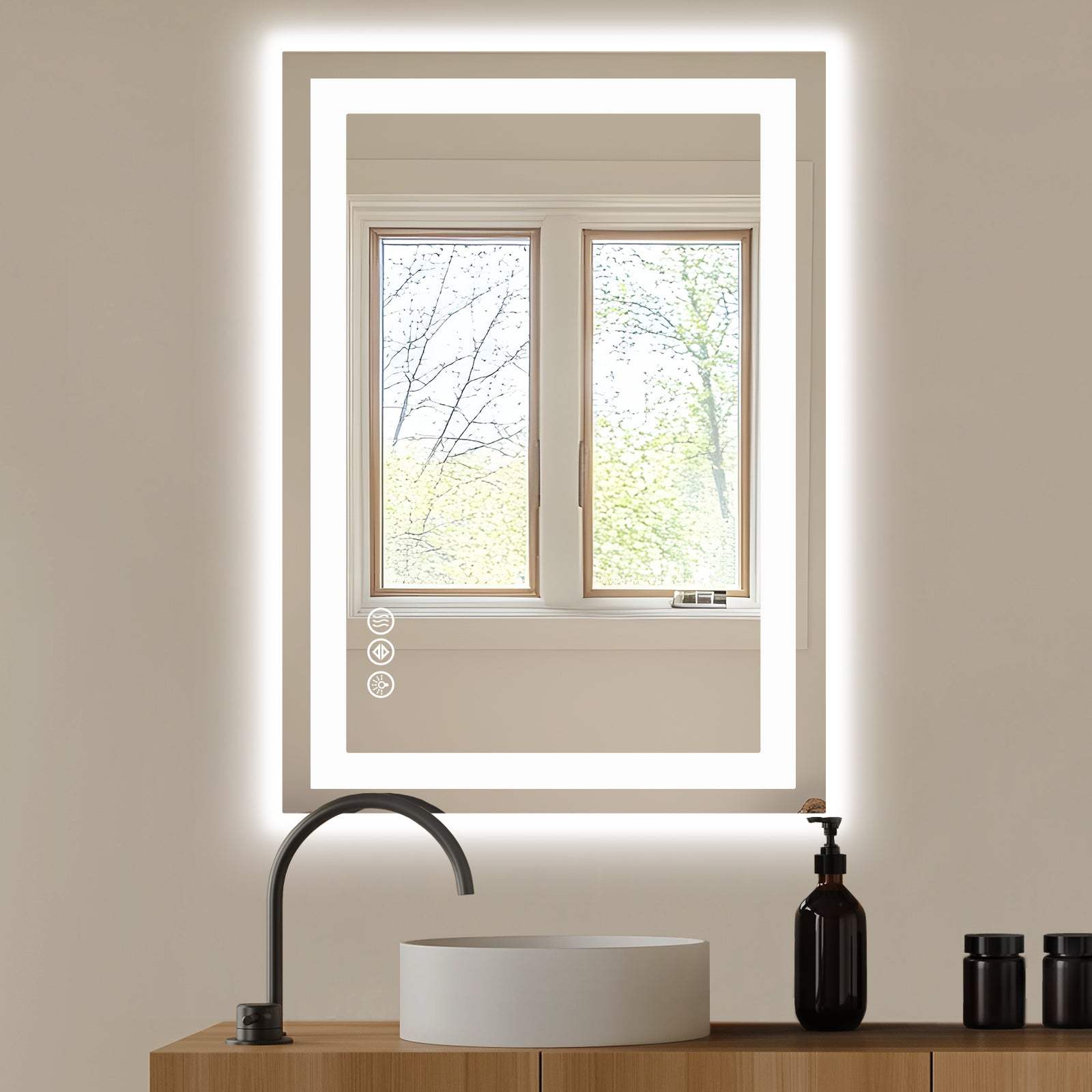 28" Lighted Frameless Bathroom Vanity Mirror - HomeRoots - Flyclothing LLC