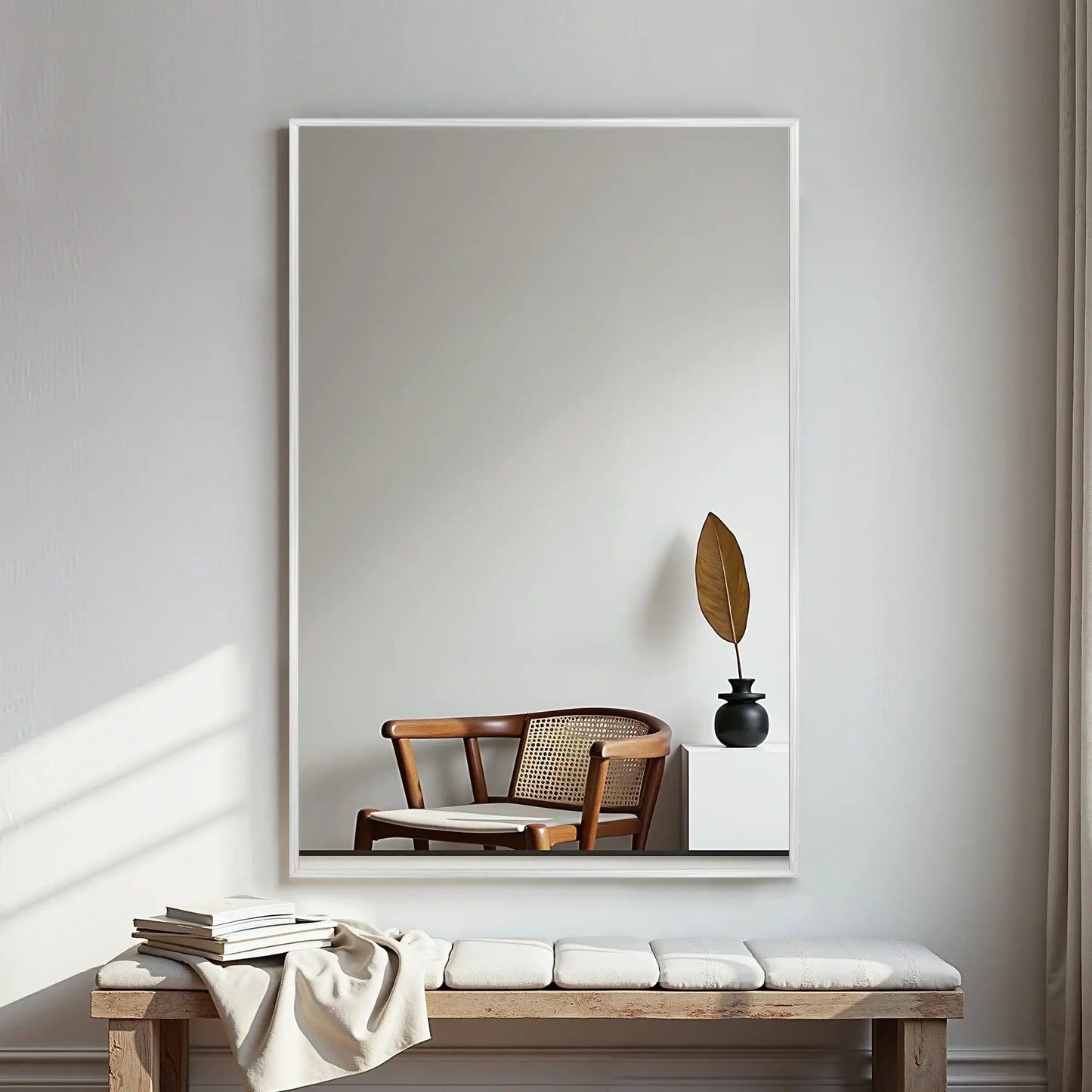 38" Silver Aluminum Framed Bathroom Vanity Mirror - Homeroots - Flyclothing LLC