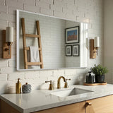 38" Silver Aluminum Framed Bathroom Vanity Mirror - Homeroots - Flyclothing LLC