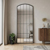 67" Black Metal Geometric Arch Wall Mounted Or Leaning Framed Full Length Mirror - HomeRoots - Flyclothing LLC
