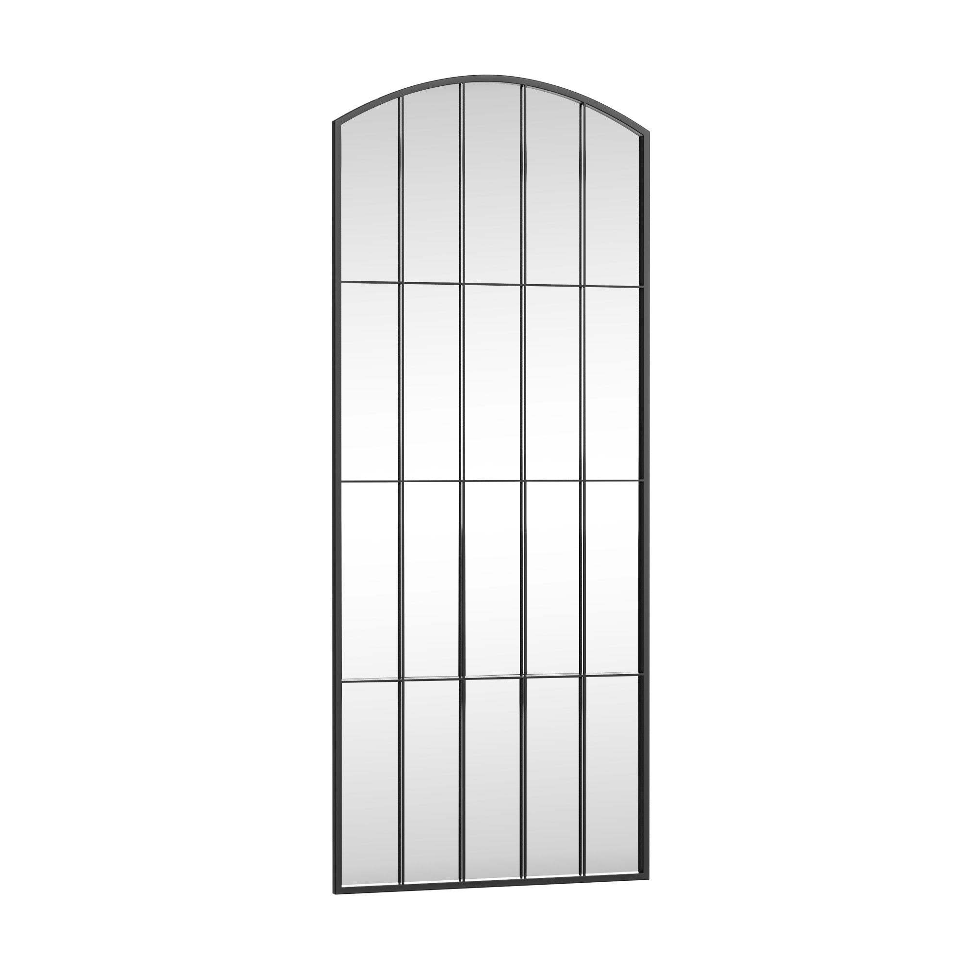 67" Black Metal Geometric Arch Wall Mounted Or Leaning Framed Full Length Mirror - HomeRoots - Flyclothing LLC