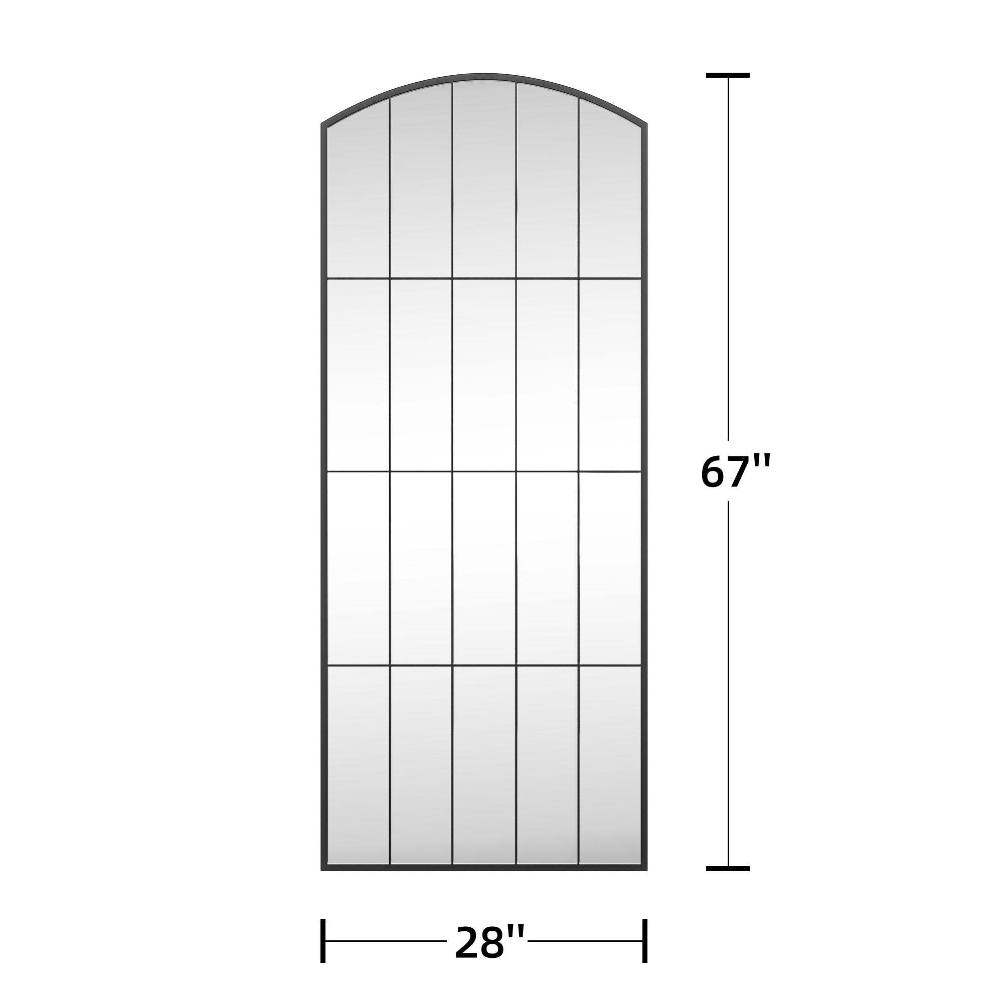 67" Black Metal Geometric Arch Wall Mounted Or Leaning Framed Full Length Mirror - HomeRoots - Flyclothing LLC