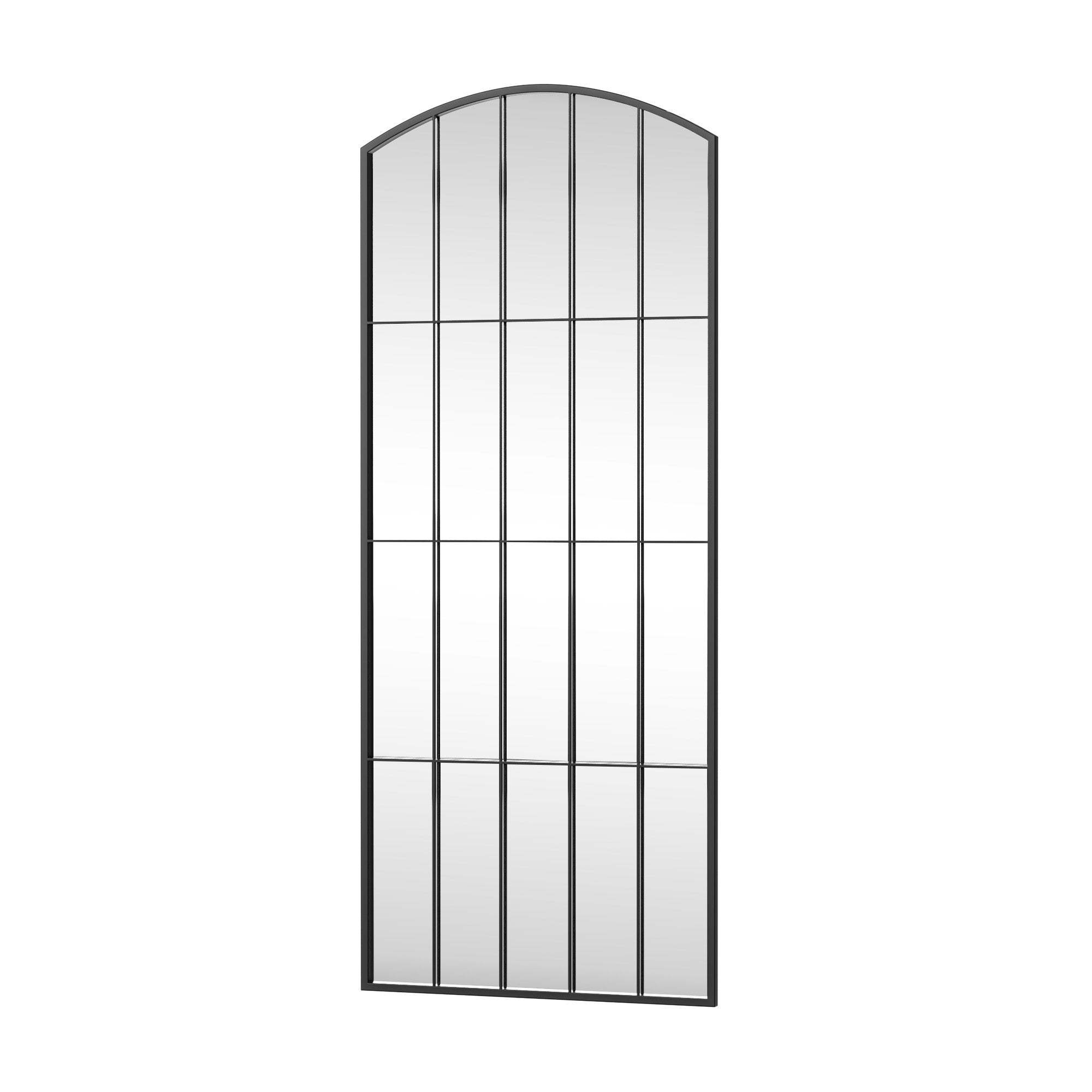 67" Black Metal Geometric Arch Wall Mounted Or Leaning Framed Full Length Mirror - HomeRoots - Flyclothing LLC