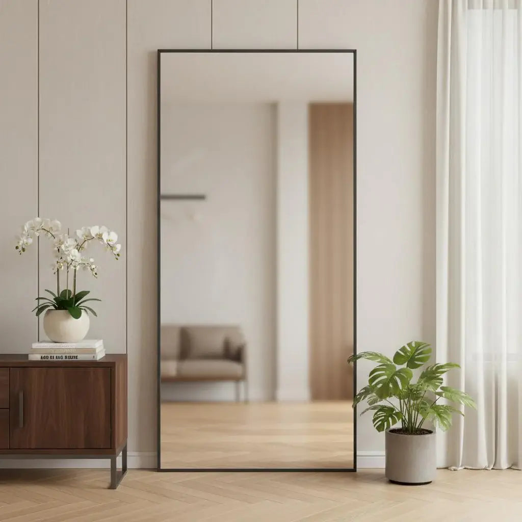 71" Black Metal Freestanding Or Wall Mount Framed Full Length Mirror - Homeroots - Flyclothing LLC