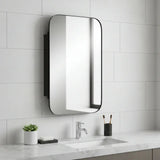 24" Black Metal Framed Bathroom Vanity Mirror With Cabinet - Homeroots - Flyclothing LLC