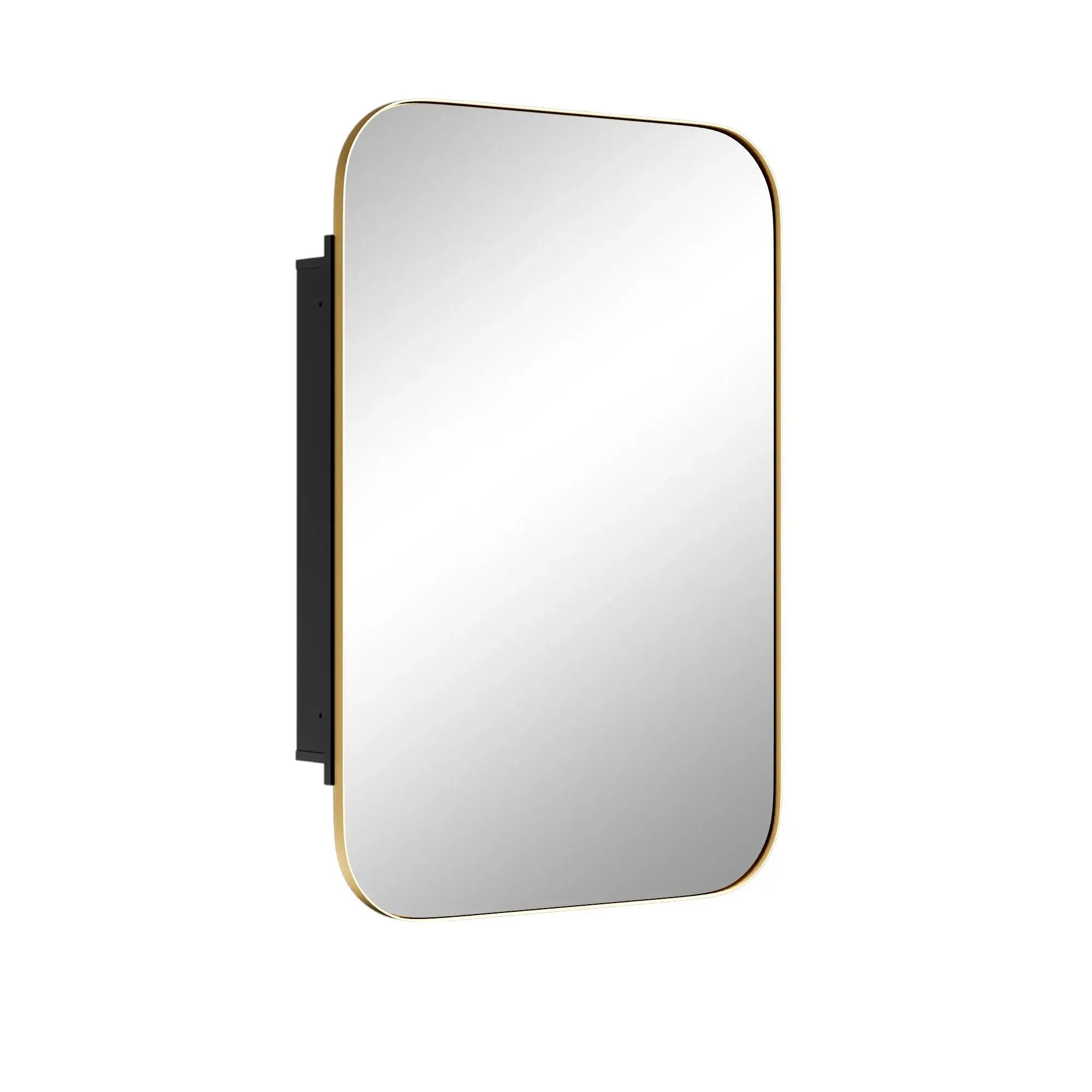 24" Gold Metal Framed Bathroom Vanity Mirror With Cabinet - Homeroots - Flyclothing LLC