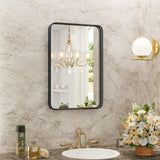 30" Black Metal Framed Bathroom Vanity Mirror - HomeRoots - Flyclothing LLC