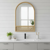 36" Brown Solid Wood Arch Framed Accent Mirror - Homeroots - Flyclothing LLC