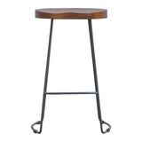 30" Brown and Black Solid Wood and Iron Bar Height Bar Chair - Homeroots - Flyclothing LLC