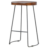 30" Brown and Black Solid Wood and Iron Bar Height Bar Chair - Homeroots - Flyclothing LLC