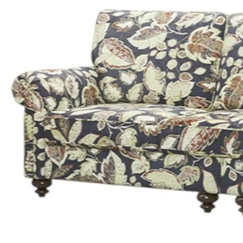 Two Piece Navy Blue Off White And Sage Floral Upholstered Seating Set - Homeroots - Flyclothing LLC