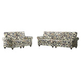 Two Piece Navy Blue Off White And Sage Floral Upholstered Seating Set - Homeroots - Flyclothing LLC