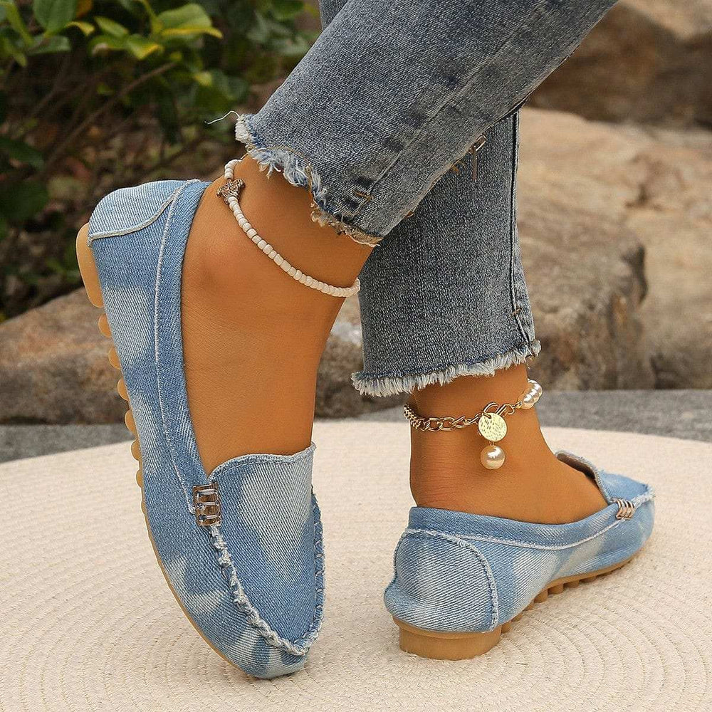 Round Toe Flat Loafers - Trendsi - Flyclothing LLC