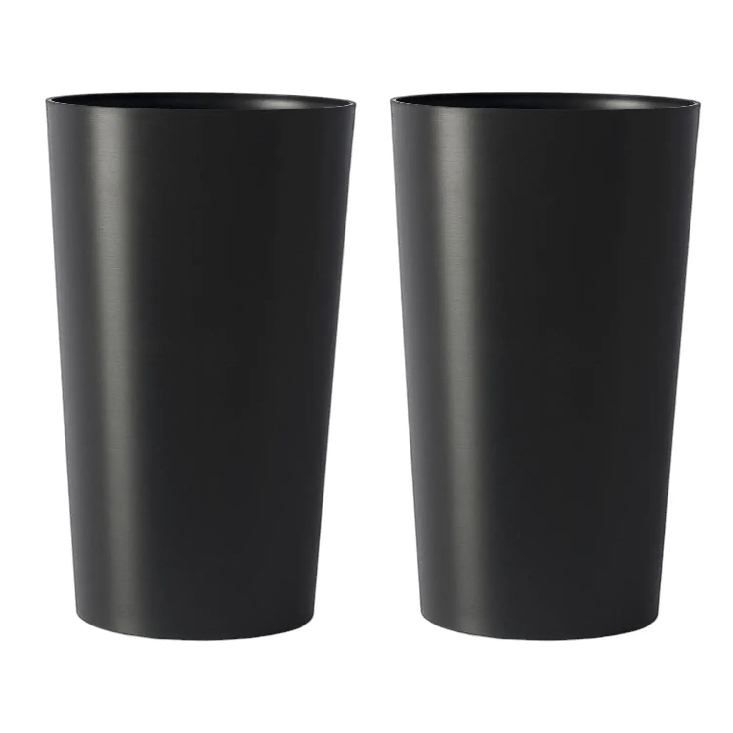 Set of Two Black Heavy Duty Plastic Cylindrical Planter Pots - Homeroots - Flyclothing LLC