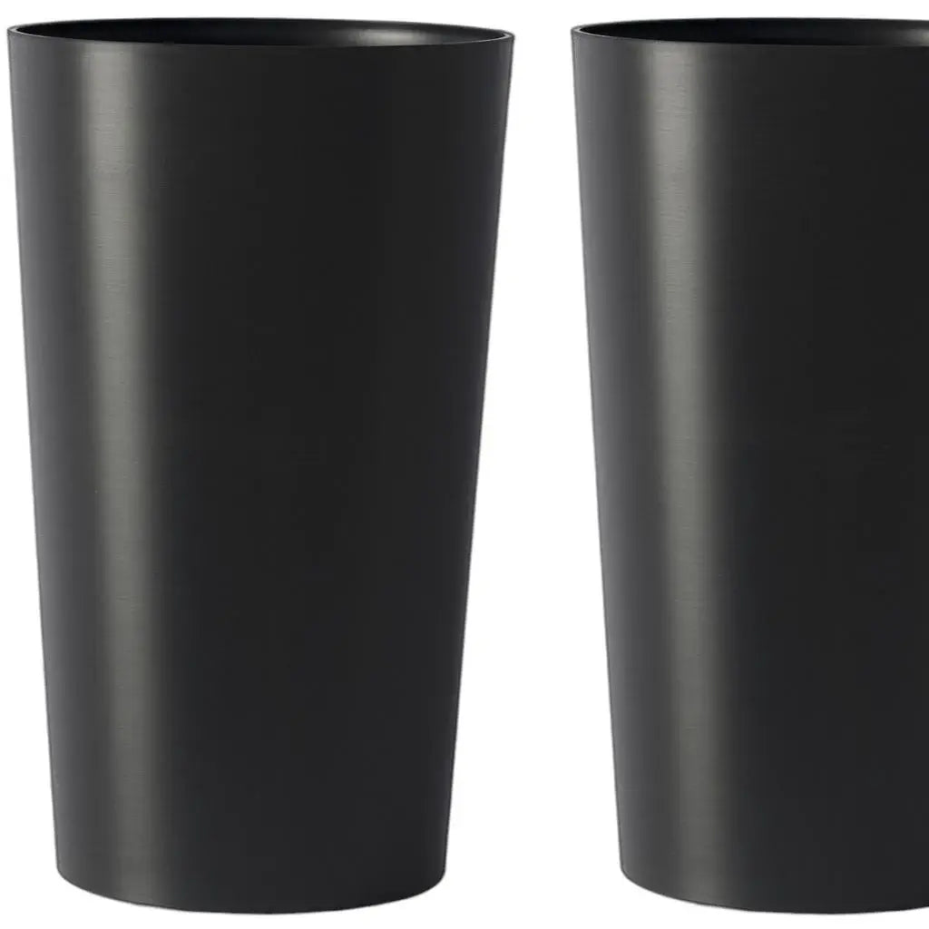 Set of Two Black Heavy Duty Plastic Cylindrical Planter Pots - Homeroots - Flyclothing LLC
