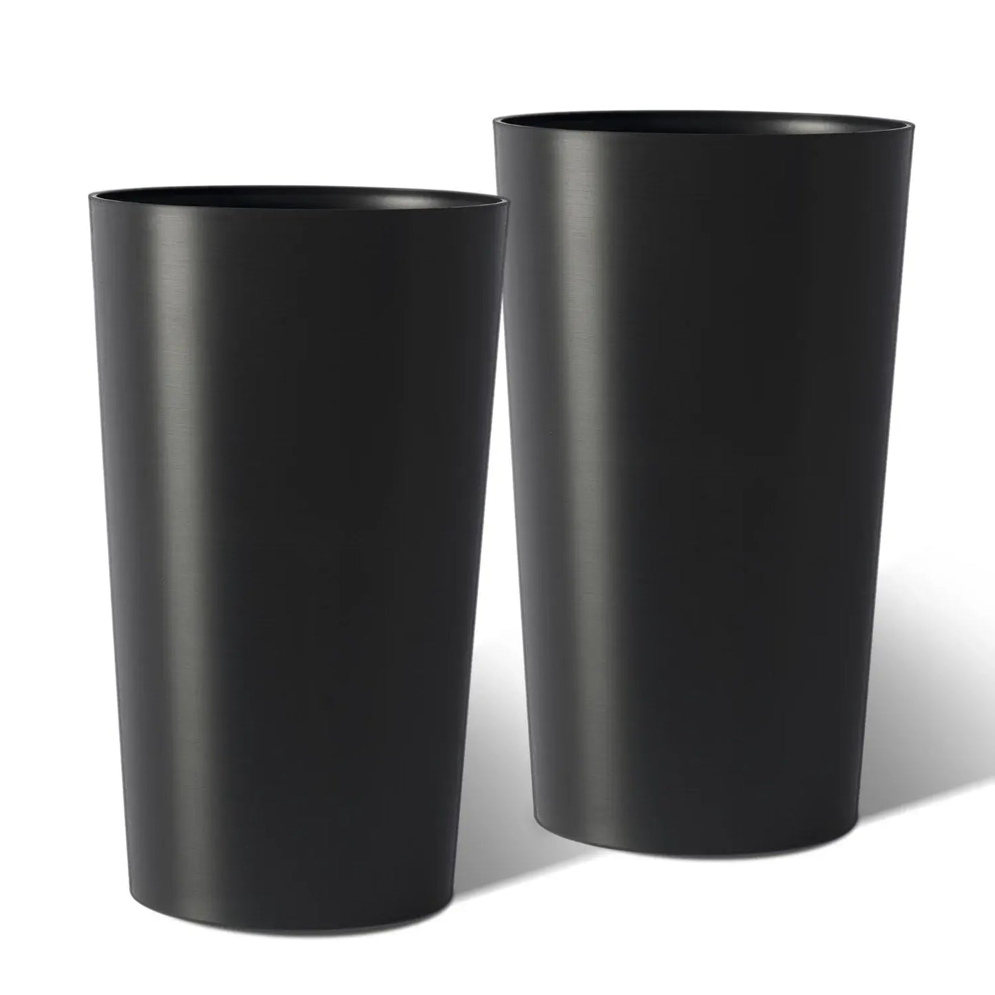 Set of Two Black Heavy Duty Plastic Cylindrical Planter Pots - Homeroots - Flyclothing LLC