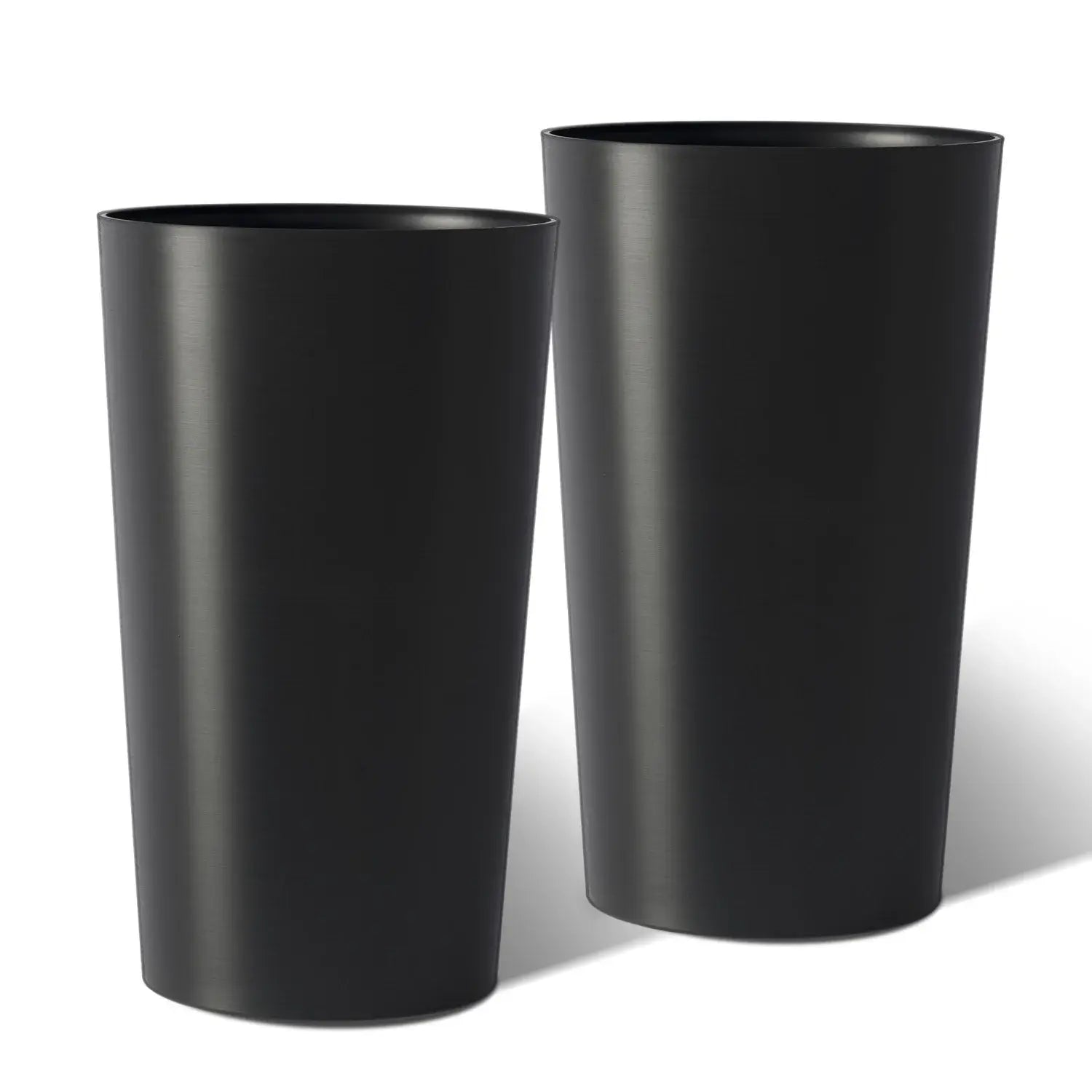 Set of Two Black Heavy Duty Plastic Cylindrical Planter Pots - Homeroots - Flyclothing LLC