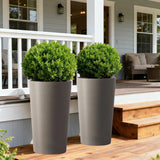 Set of Two Brown Heavy Duty Plastic Cylindrical Planter Pots - Homeroots - Flyclothing LLC
