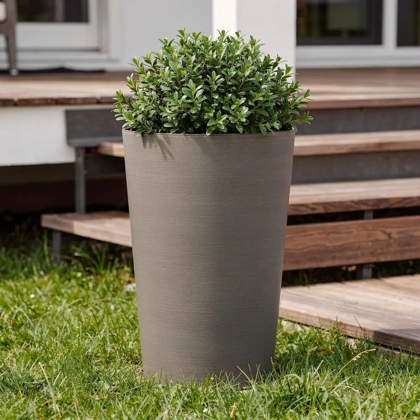 Set of Two Brown Heavy Duty Plastic Cylindrical Planter Pots - Homeroots - Flyclothing LLC