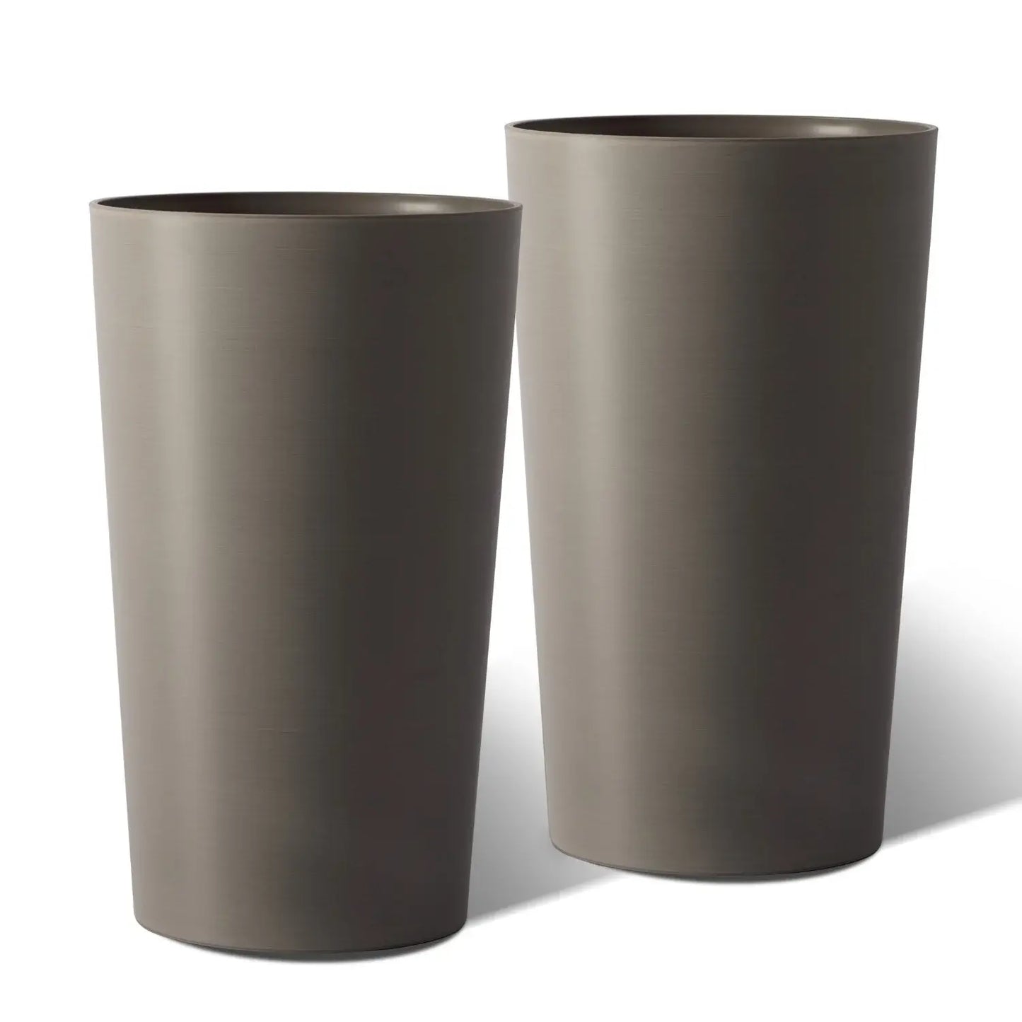 Set of Two Brown Heavy Duty Plastic Cylindrical Planter Pots - Homeroots - Flyclothing LLC