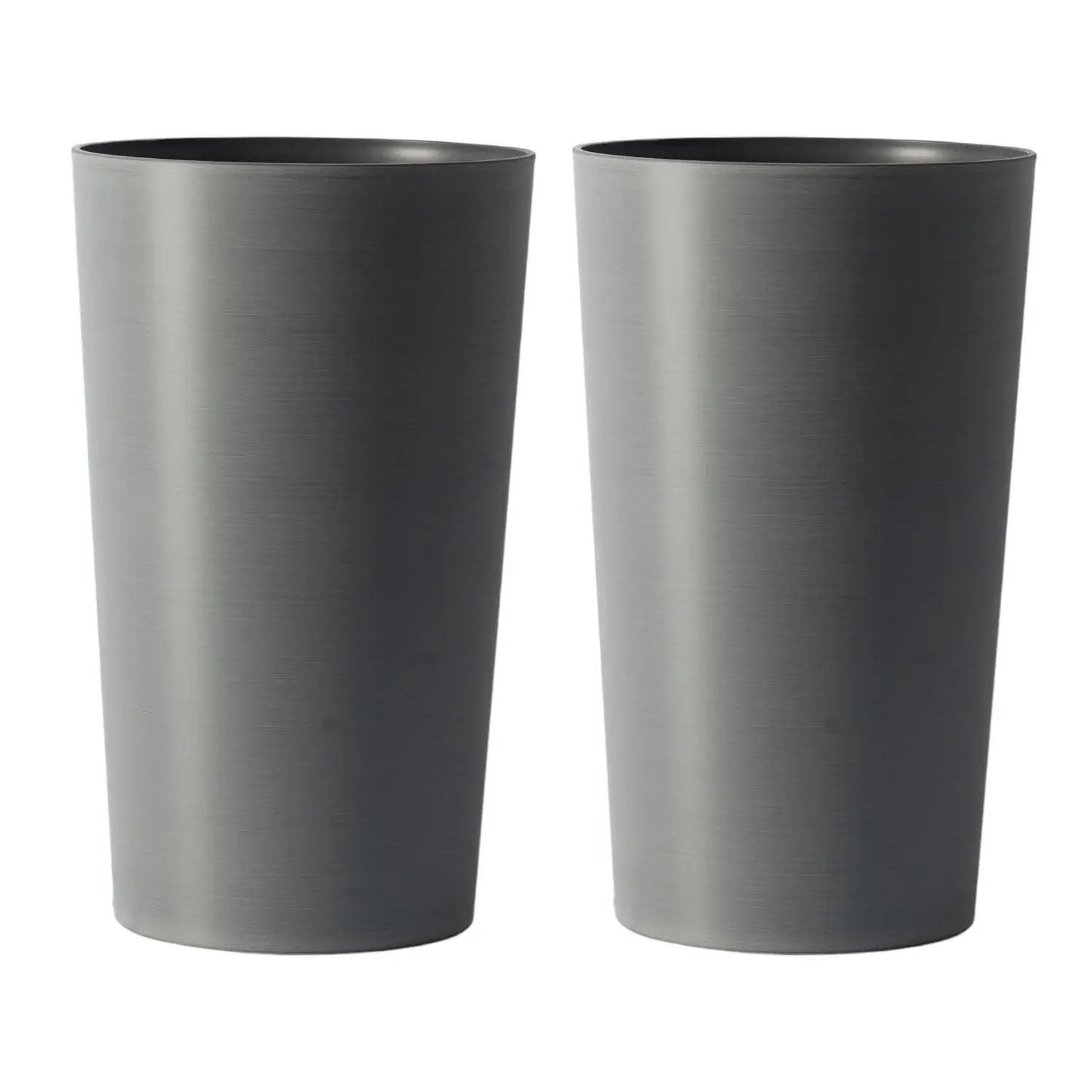 Set of Two Light Gray Heavy Duty Plastic Cylindrical Planter Pots - Homeroots - Flyclothing LLC