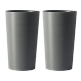 Set of Two Light Gray Heavy Duty Plastic Cylindrical Planter Pots - Homeroots - Flyclothing LLC
