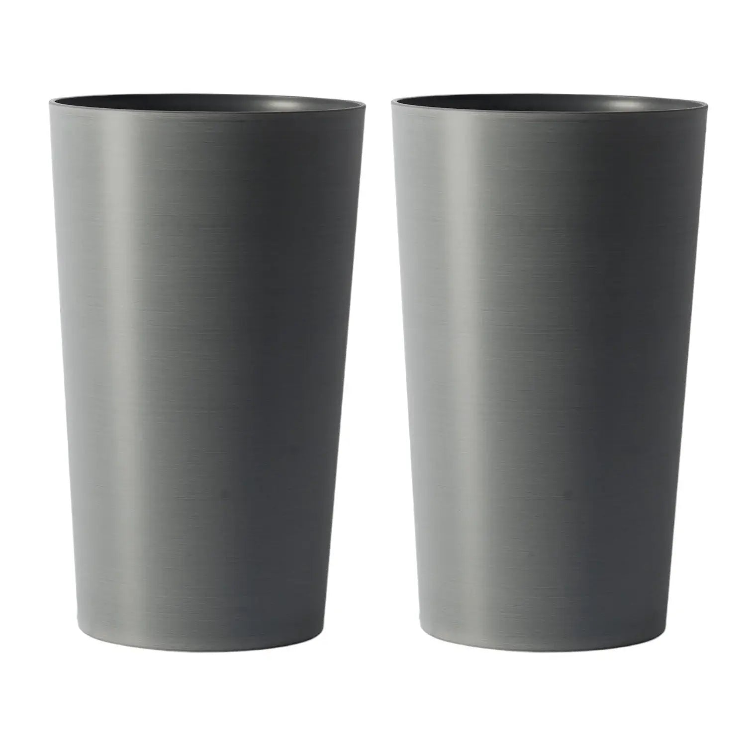 Set of Two Light Gray Heavy Duty Plastic Cylindrical Planter Pots - Homeroots - Flyclothing LLC