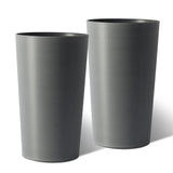 Set of Two Light Gray Heavy Duty Plastic Cylindrical Planter Pots - Homeroots - Flyclothing LLC