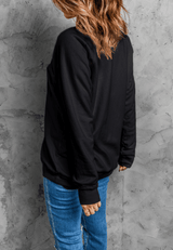 Rhinestone Checkered Lucky Clover Round Neck Sweatshirt - Trendsi - Flyclothing LLC