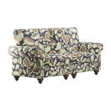56" Sage Navy Blue And Brown Floral Loveseat - Homeroots - Flyclothing LLC
