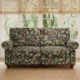 56" Sage Navy Blue And Brown Floral Loveseat - Homeroots - Flyclothing LLC