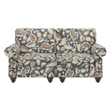 56" Sage Navy Blue And Brown Floral Loveseat - Homeroots - Flyclothing LLC