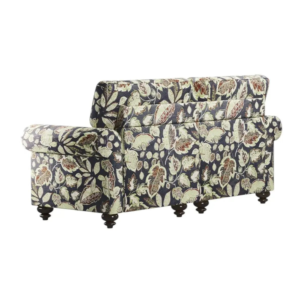 56" Sage Navy Blue And Brown Floral Loveseat - Homeroots - Flyclothing LLC