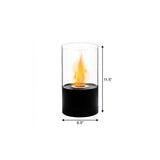 12" Black And Clear Metal And Glass BioEthanol Portable Tabletop Firepit - HomeRoots - Flyclothing LLC
